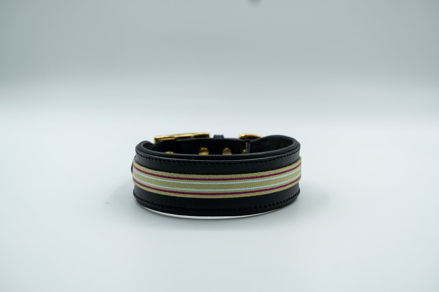 Leather Collar in Black with Grey Trim