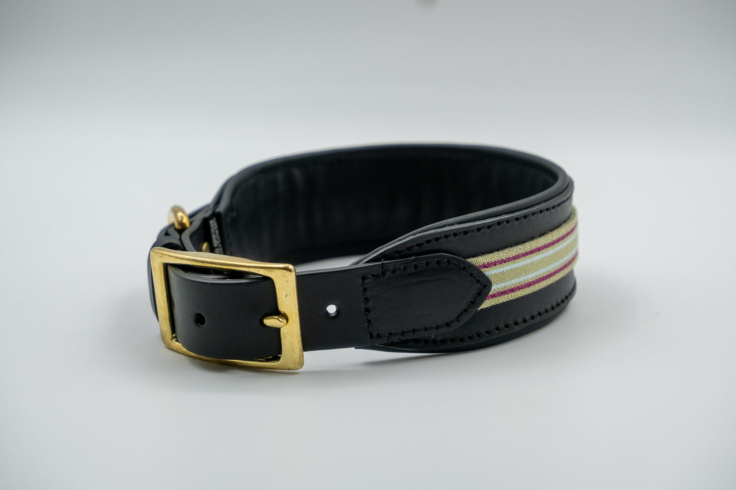 Leather Collar in Black with Grey Trim