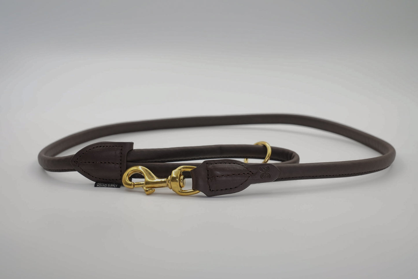 Rolled Leather Lead in Brown