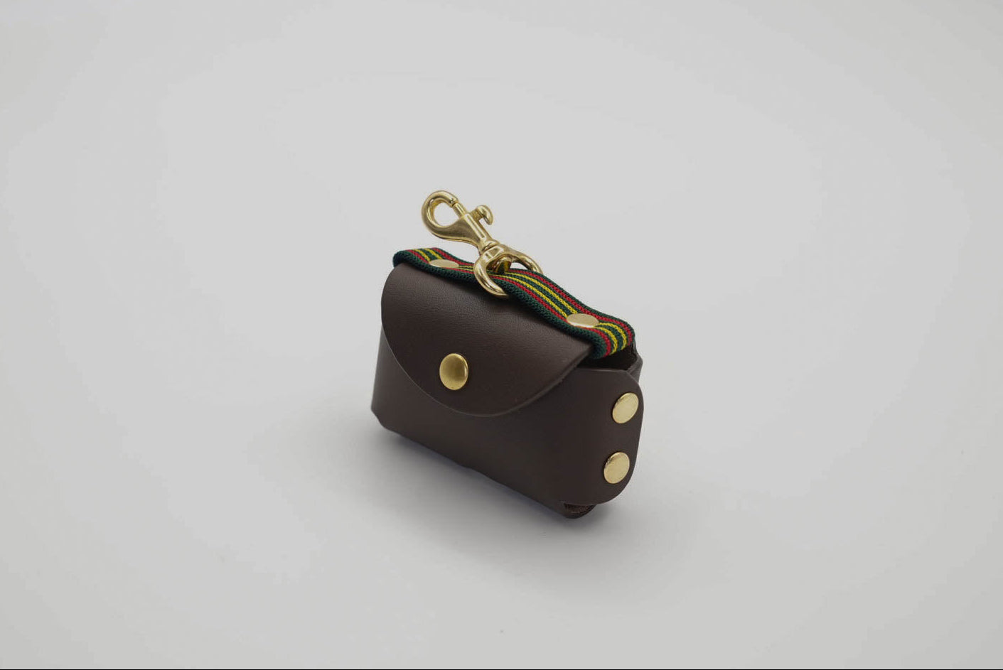 Waste Bag Holder in Brown with Green Trim