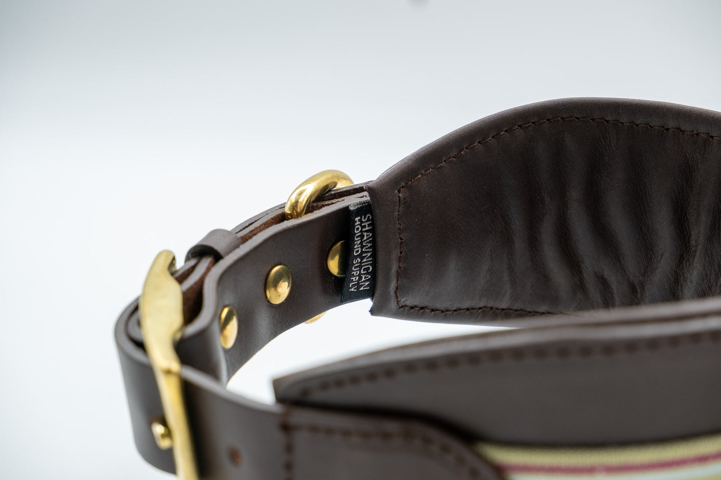 Leather Sighthound Collar in Brown with Grey Trim
