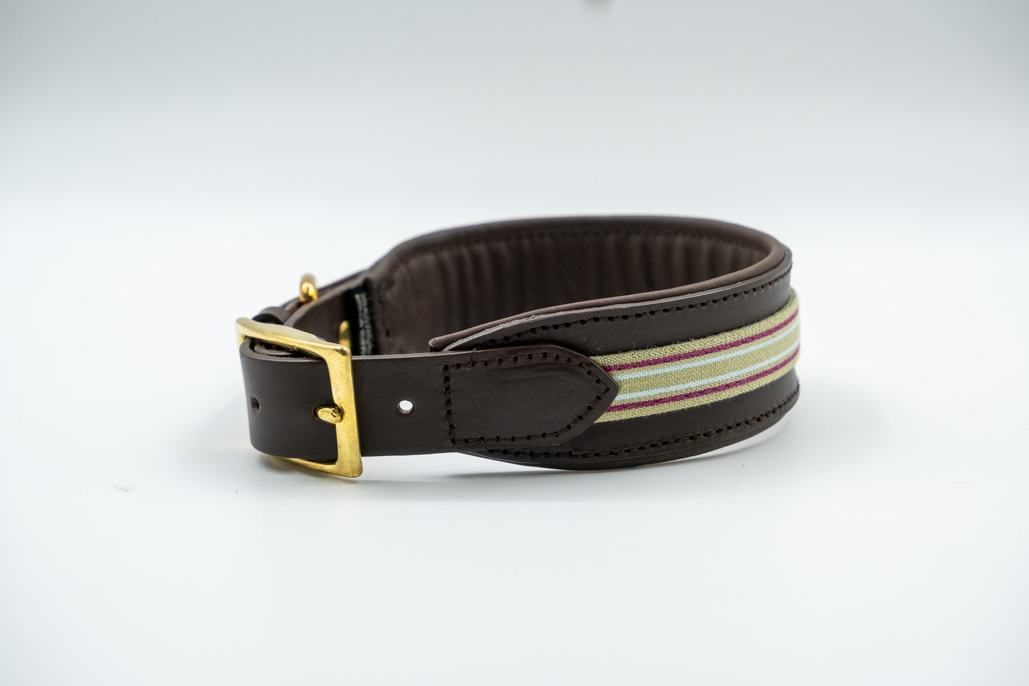 Leather Collar in Brown with Grey Trim