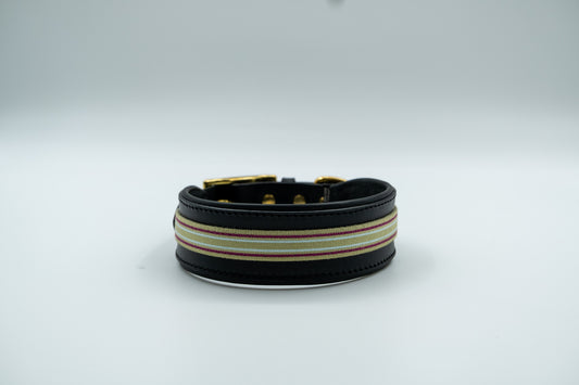 Leather Collar in Black with Grey Trim