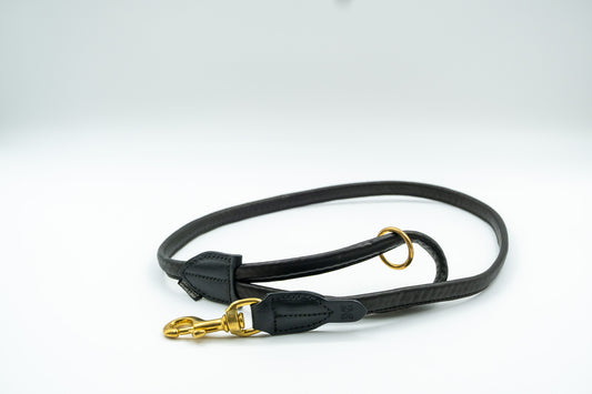 Rolled Leather Lead in Black