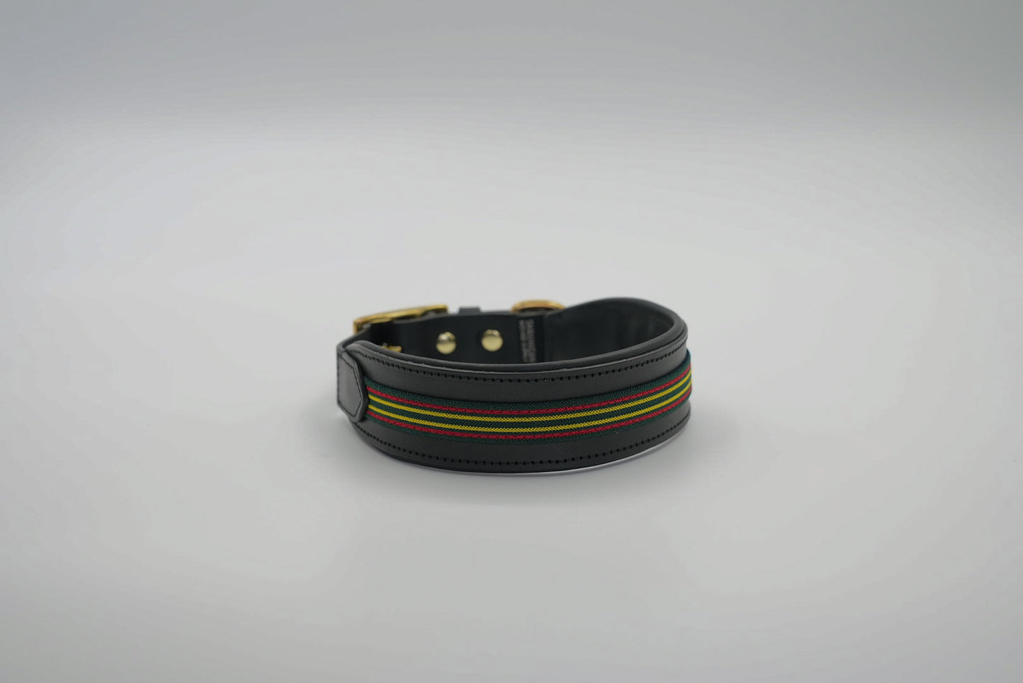 Leather Collar in Black with Green Trim