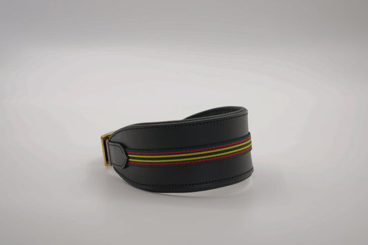 Leather Sighthound Collar in Black with Green Trim